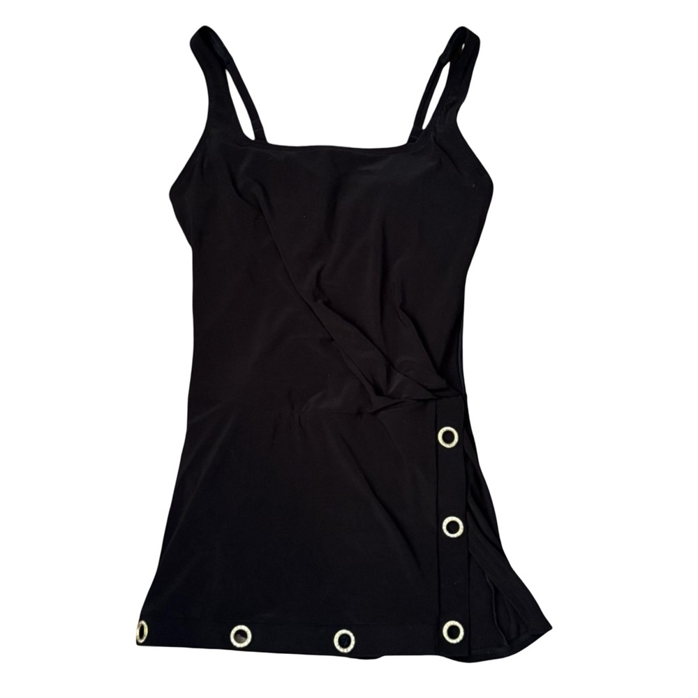 BEYOND • Black Crystal Grommets Swim Dress Swimsuit Beach Summer